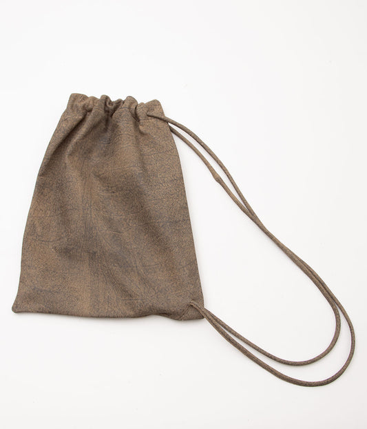 GABRIELA COLL GARMENTS ''NO.131 GATHERED CROSSED LEATHER BAG'' (BROWN LEATHER)