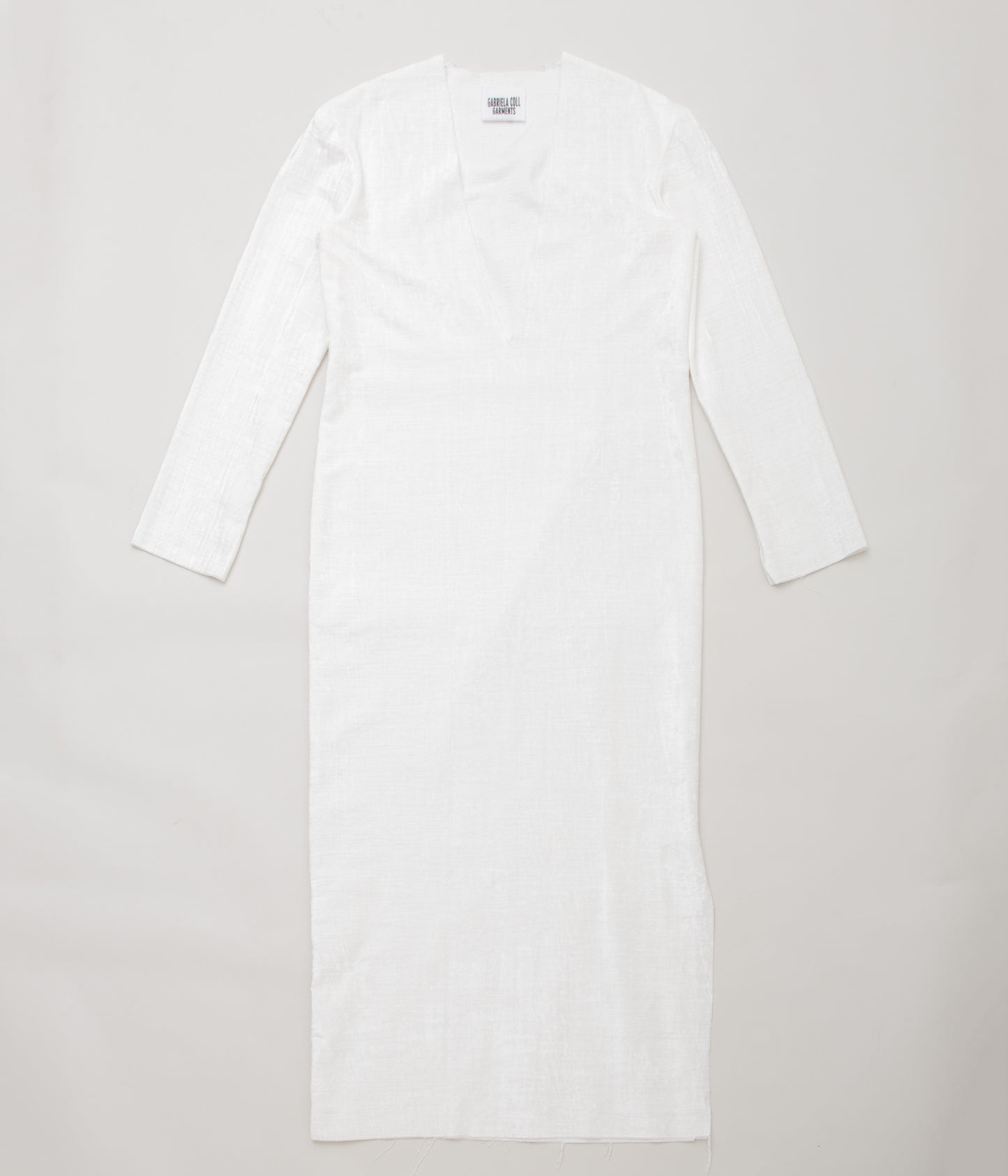 GABRIELA COLL GARMENTS ''NO.125 COTTON VELVET LONGSLEEVE DRESS'' (WHITE)