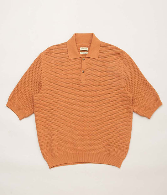 DE BONNE FACTURE''HONEYCOMB KNITTED POLO''(SIENNA)