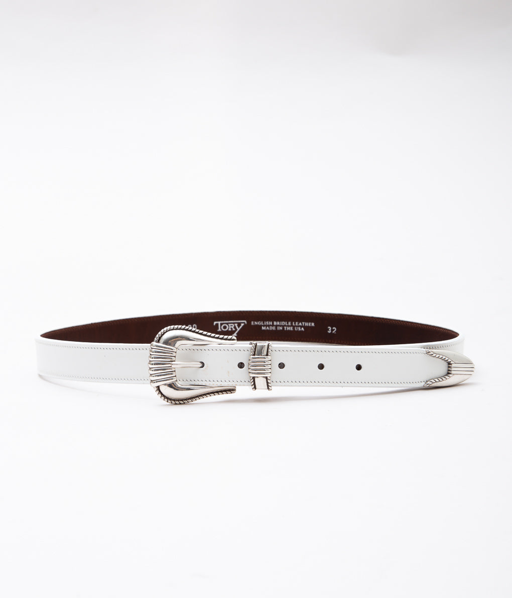 TORY LEATHER ''3120 SPIRAL PATTERN END TIP BELT'' (WHITE)