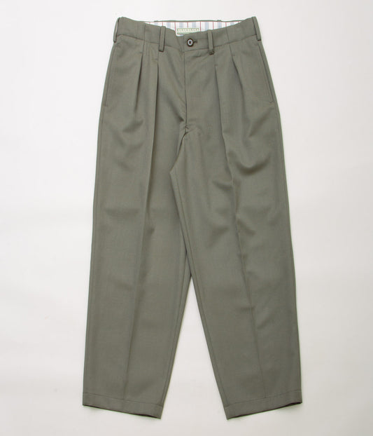 GORSCH''WOOL TRIACETATE 2 TACK WIDE TROUSERS''(WILLOW GREEN)