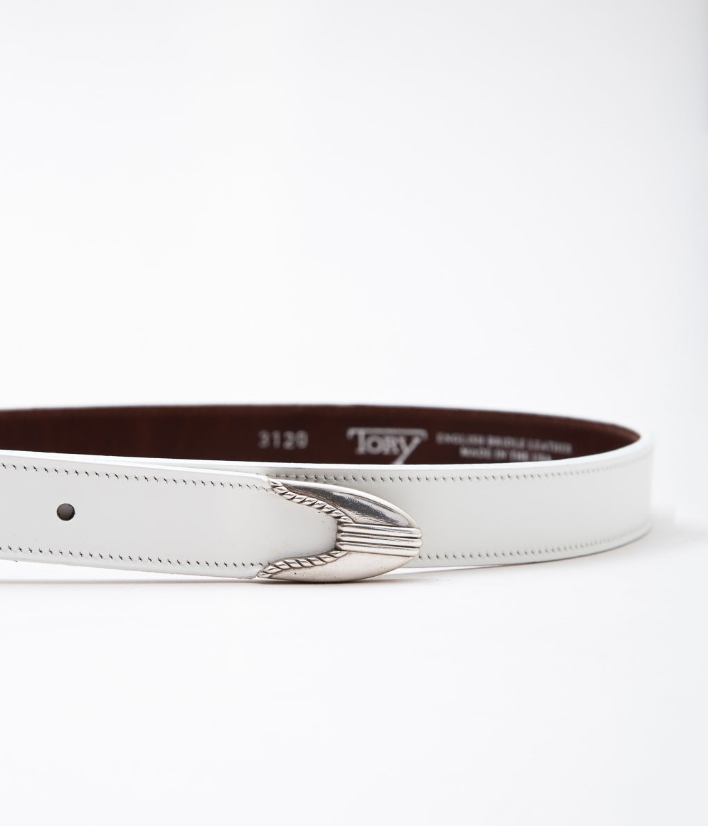 TORY LEATHER ''3120 SPIRAL PATTERN END TIP BELT'' (WHITE)