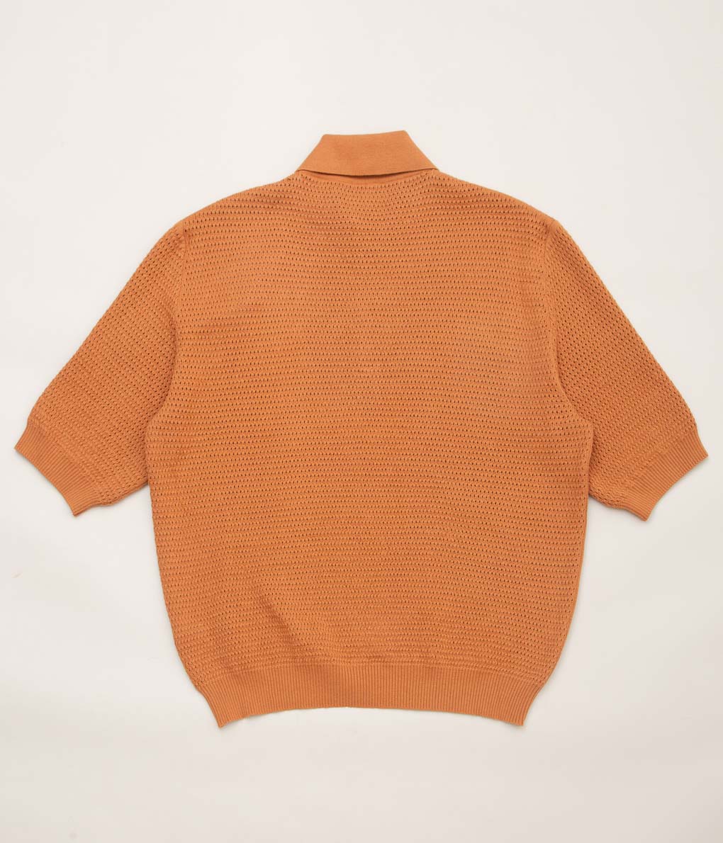 DE BONNE FACTURE''HONEYCOMB KNITTED POLO''(SIENNA)