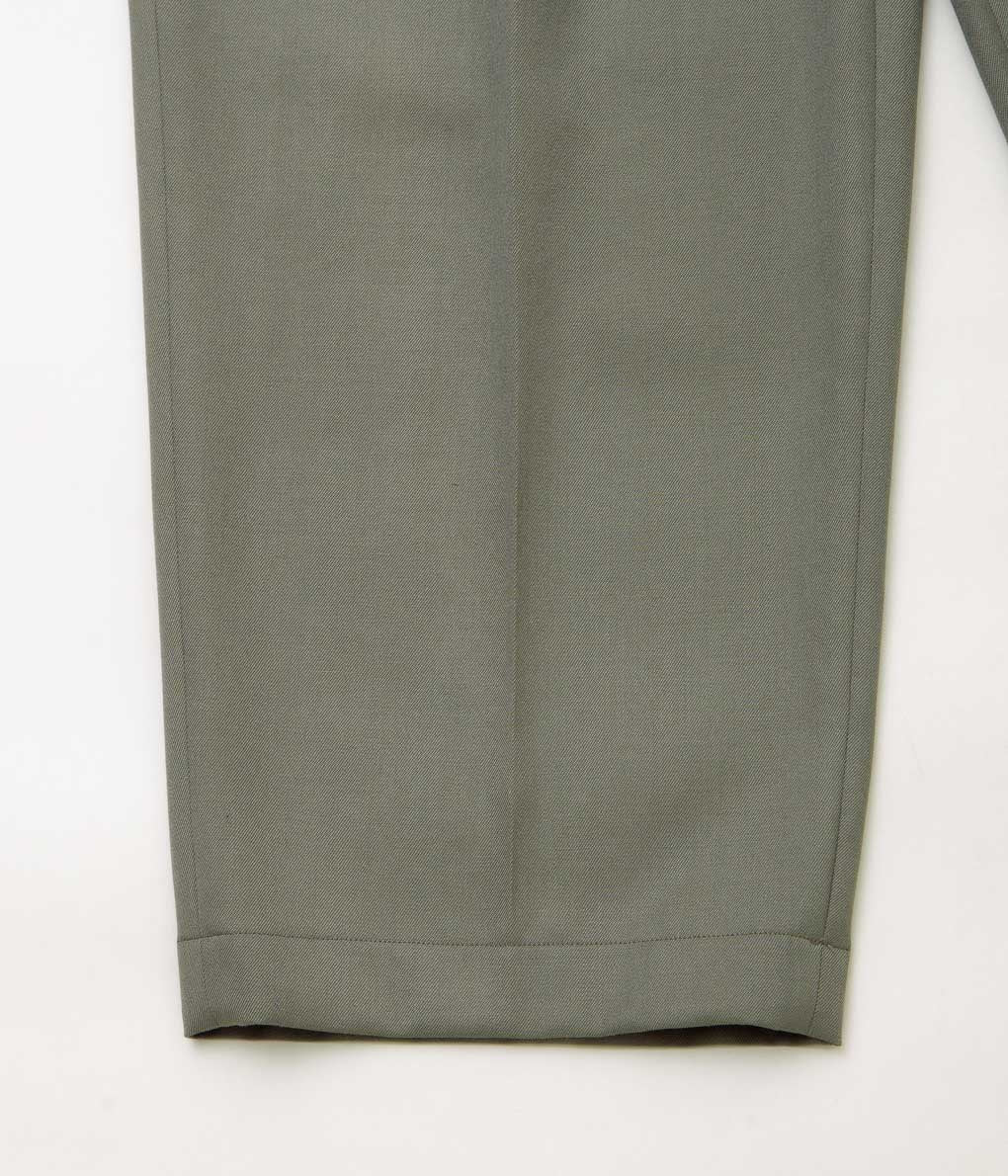 GORSCH''WOOL TRIACETATE 2 TACK WIDE TROUSERS''(WILLOW GREEN)
