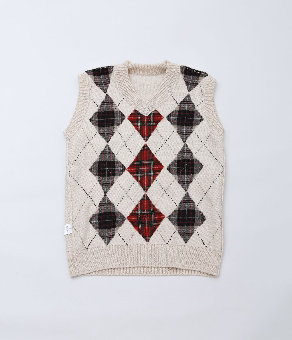 NOMAT ''ARGYLE REVERSIBLE VEST'' (ECRU)