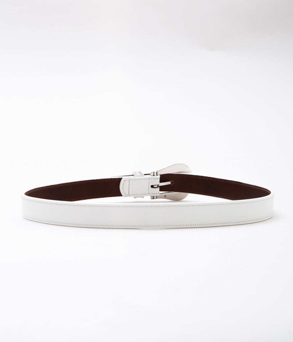 TORY LEATHER ''3120 SPIRAL PATTERN END TIP BELT'' (WHITE)