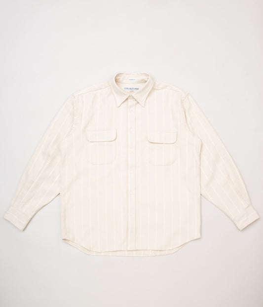 INDIVIDUALIZED SHIRTS "11oz. HEAVY FLANNEL OVER SHIRT (ATHLETIC FIT BUTTON DOWN SHIRT)"(STRIPE)