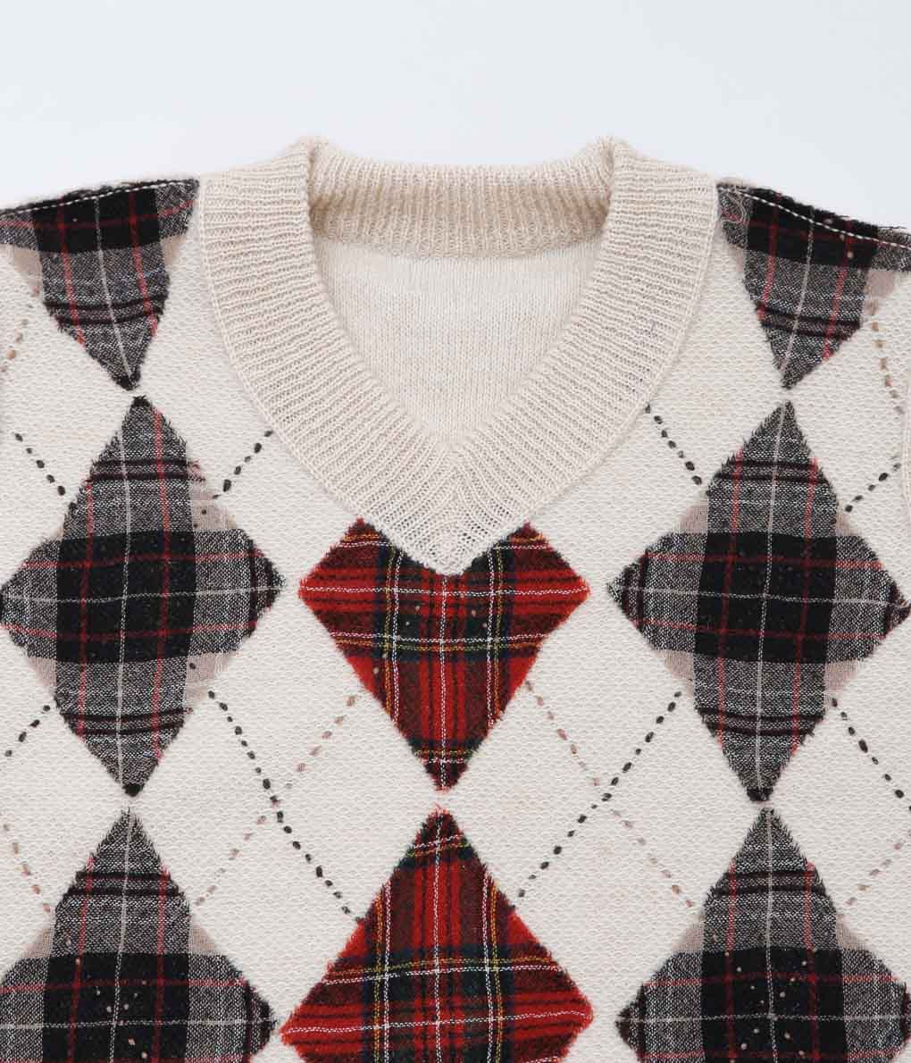 NOMAT ''ARGYLE REVERSIBLE VEST'' (ECRU)