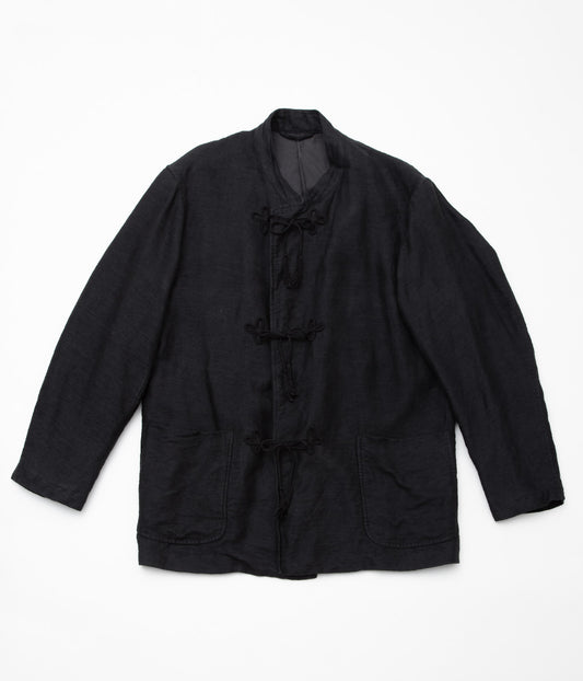 COMOLI ''Brushed linen stand-up collar jacket'' (BLACK)