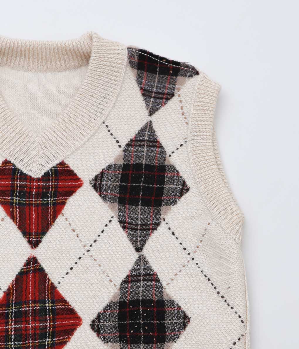 NOMAT ''ARGYLE REVERSIBLE VEST'' (ECRU)