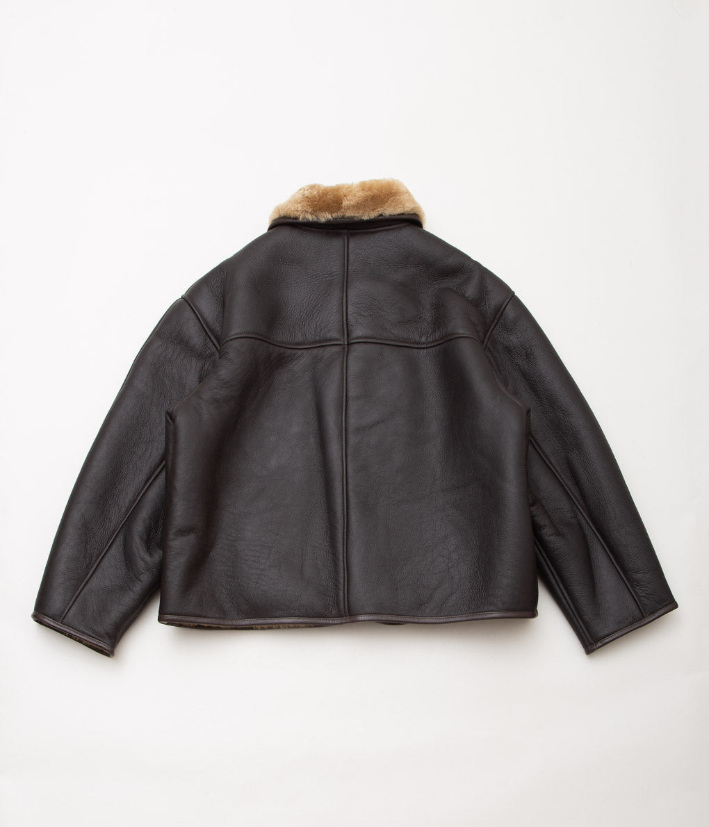 CAWLEY ''LEATHER BACK STRAIGHT HAIR FLYING JACKET'' (CHOCOLATE/TAN)