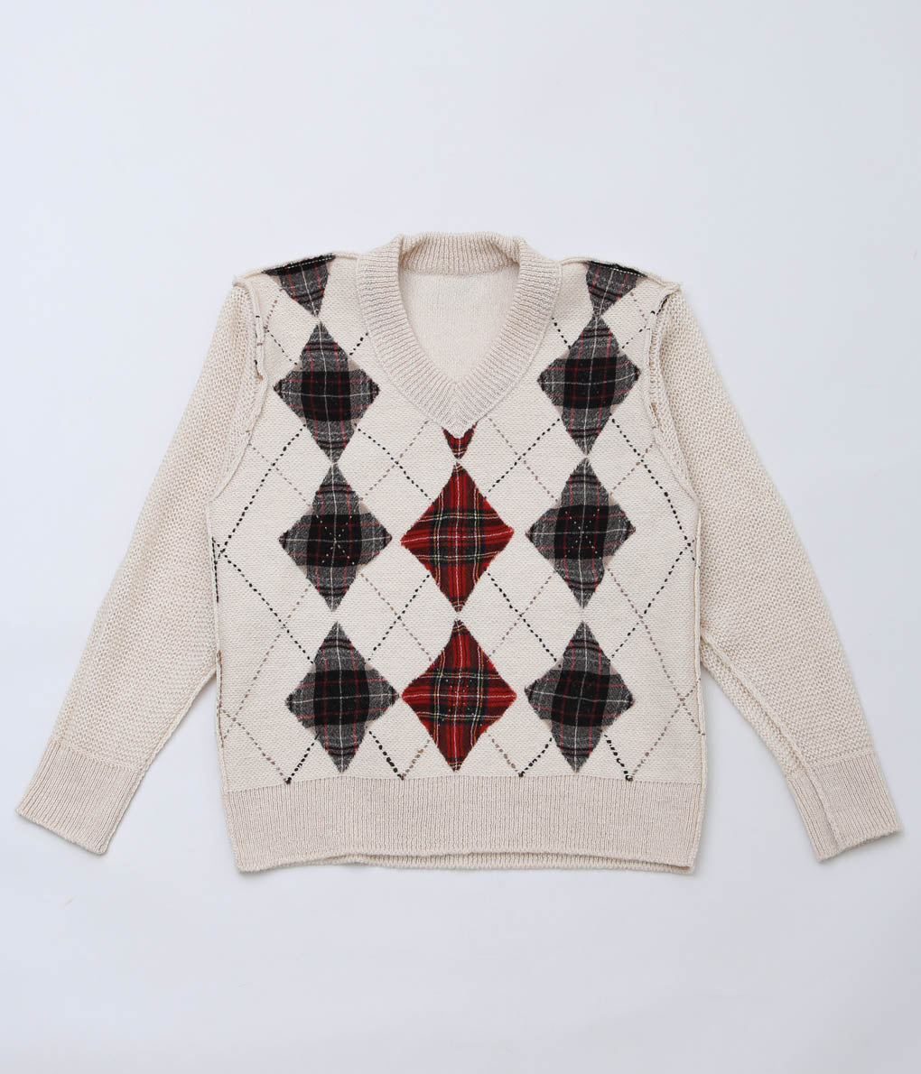 NOMAT ''ARGYLE REVERSIBLE SWEATER'' (ECRU)