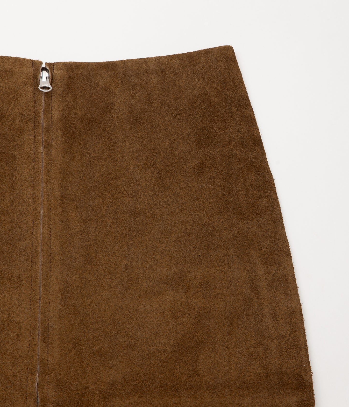 GABRIELA COLL GARMENTS ''NO.296 LEATHER PANEL SKIRT'' (BROWN SUEDE)