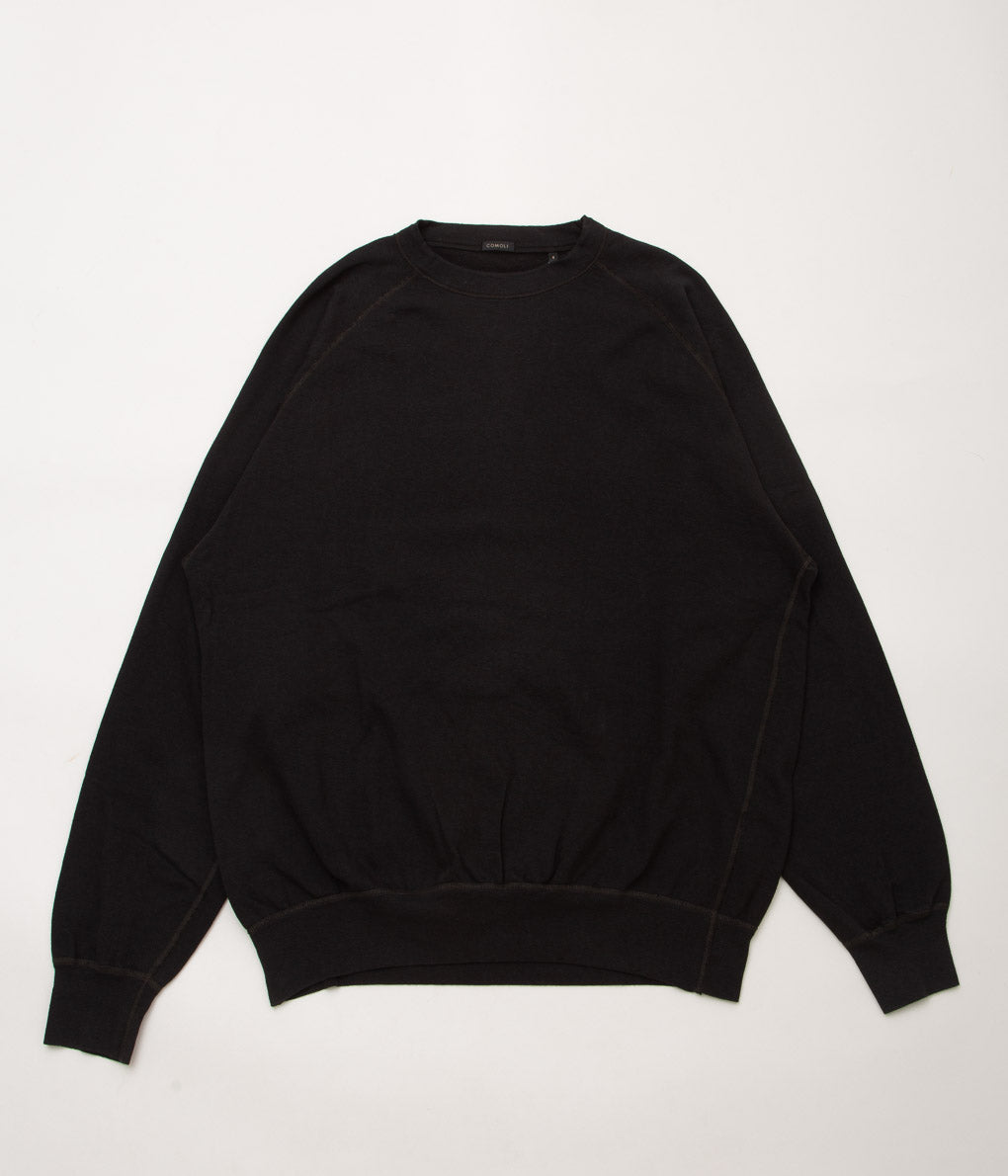 COMOLI''製品染 裏毛 クルーネック''(INK BLACK)