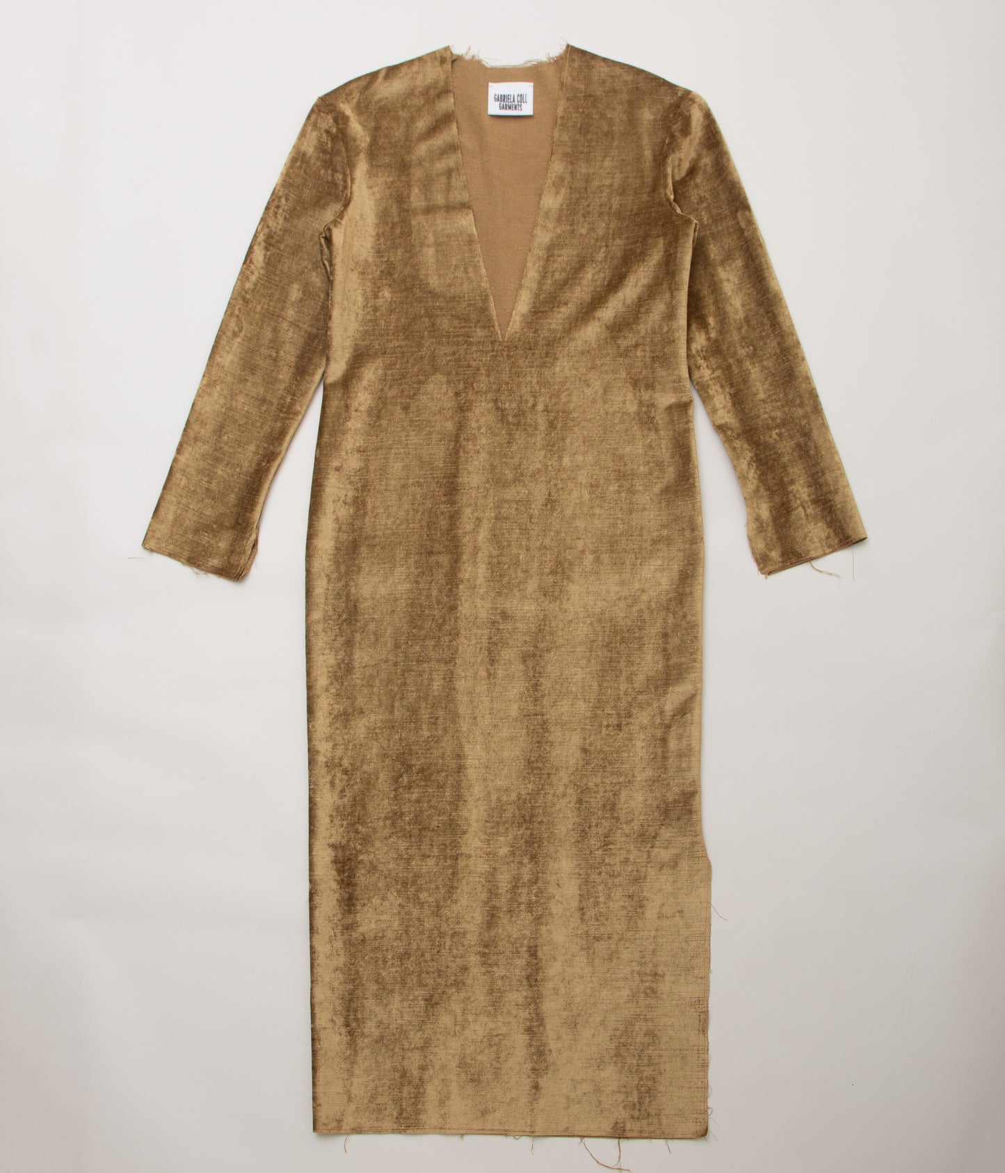 GABRIELA COLL GARMENTS ''NO.125 COTTON VELVET LONGSLEEVE DRESS'' (BROWN)