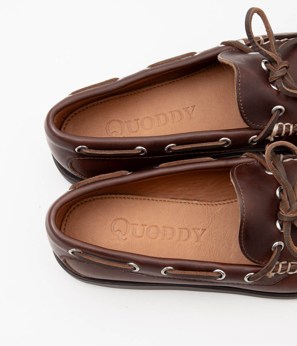 QUODDY TRAIL MOCCASIN ''CANOE SHOE'' (BROWN LEATHER)