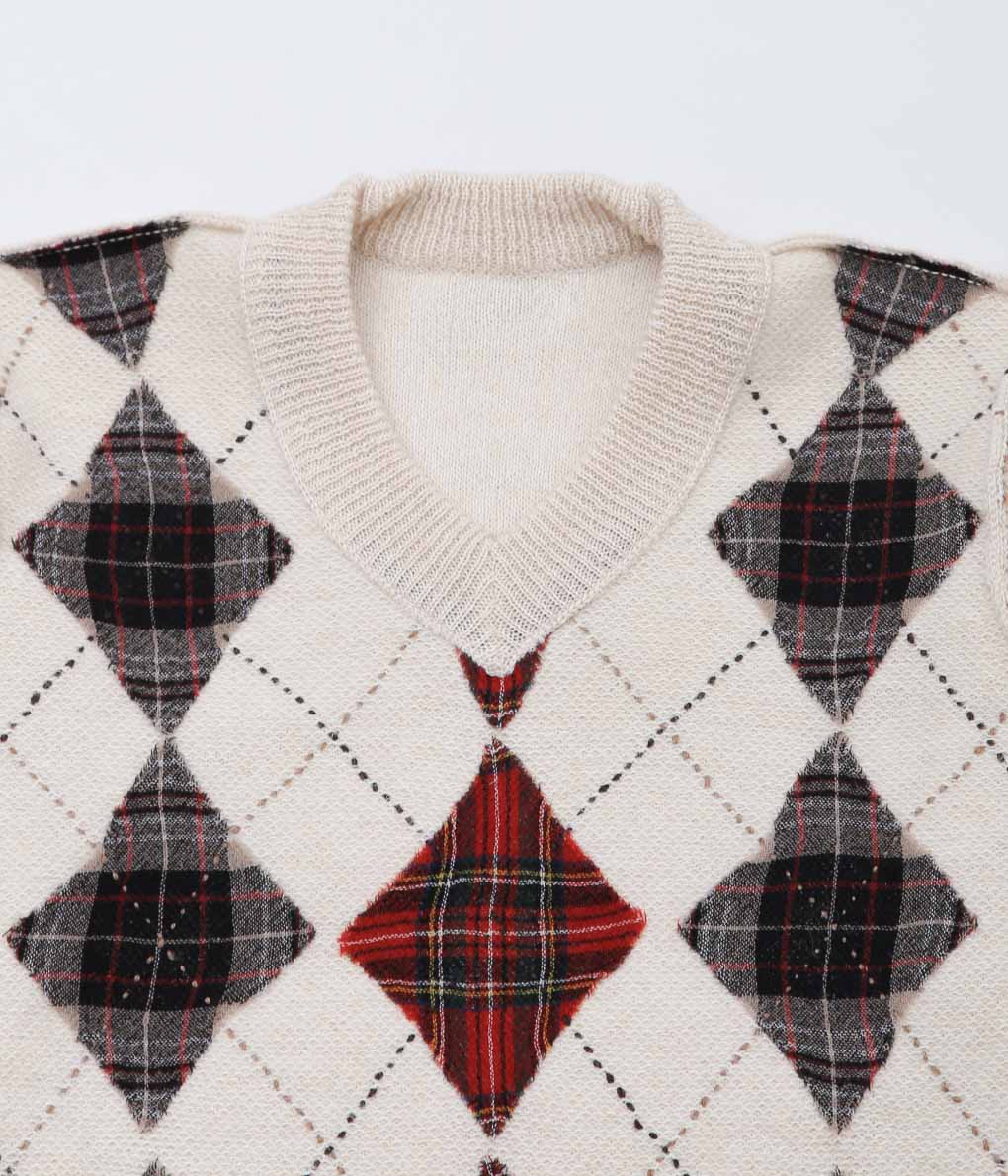 NOMAT ''ARGYLE REVERSIBLE SWEATER'' (ECRU)