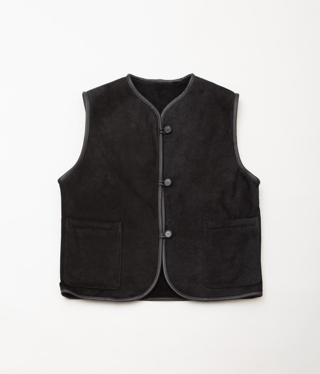 CAWLEY ''SUEDE BACK CURLY HAIR ELLA VEST'' (BLACK SUEDE)