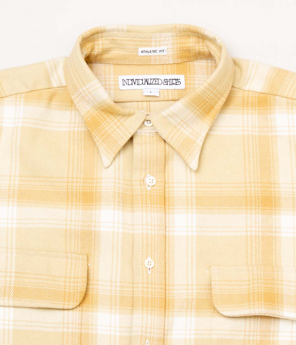 INDIVIDUALIZED SHIRTS "11oz. HEAVY FLANNEL OVER SHIRT (ATHLETIC FIT)"(PLAID)