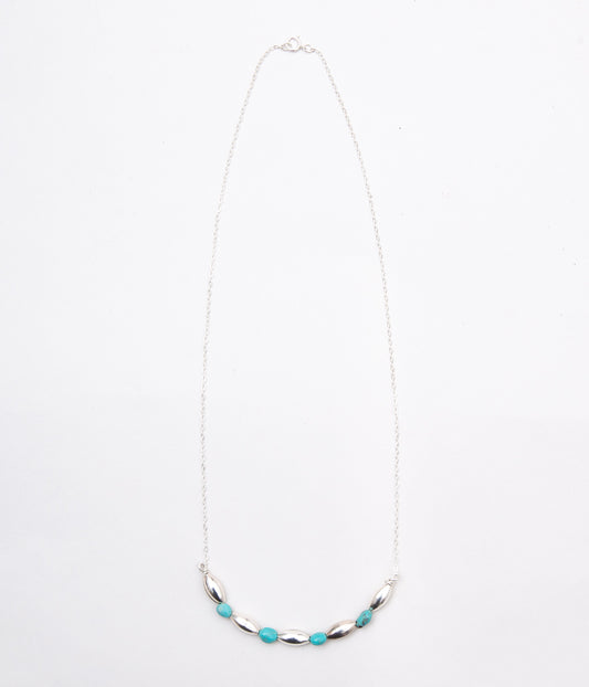 DINEH "METAL NAAYIZI TURQUOISE NECKLACE"(SILVER & TURQUOISE)