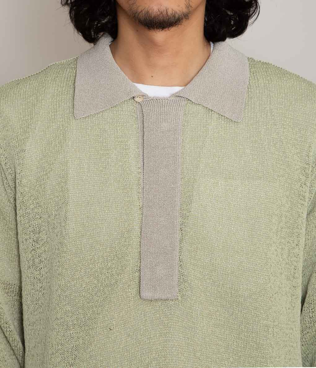 ANSNAM 柿乃葉 Ex Tape Yarn Knit Polo Shirt