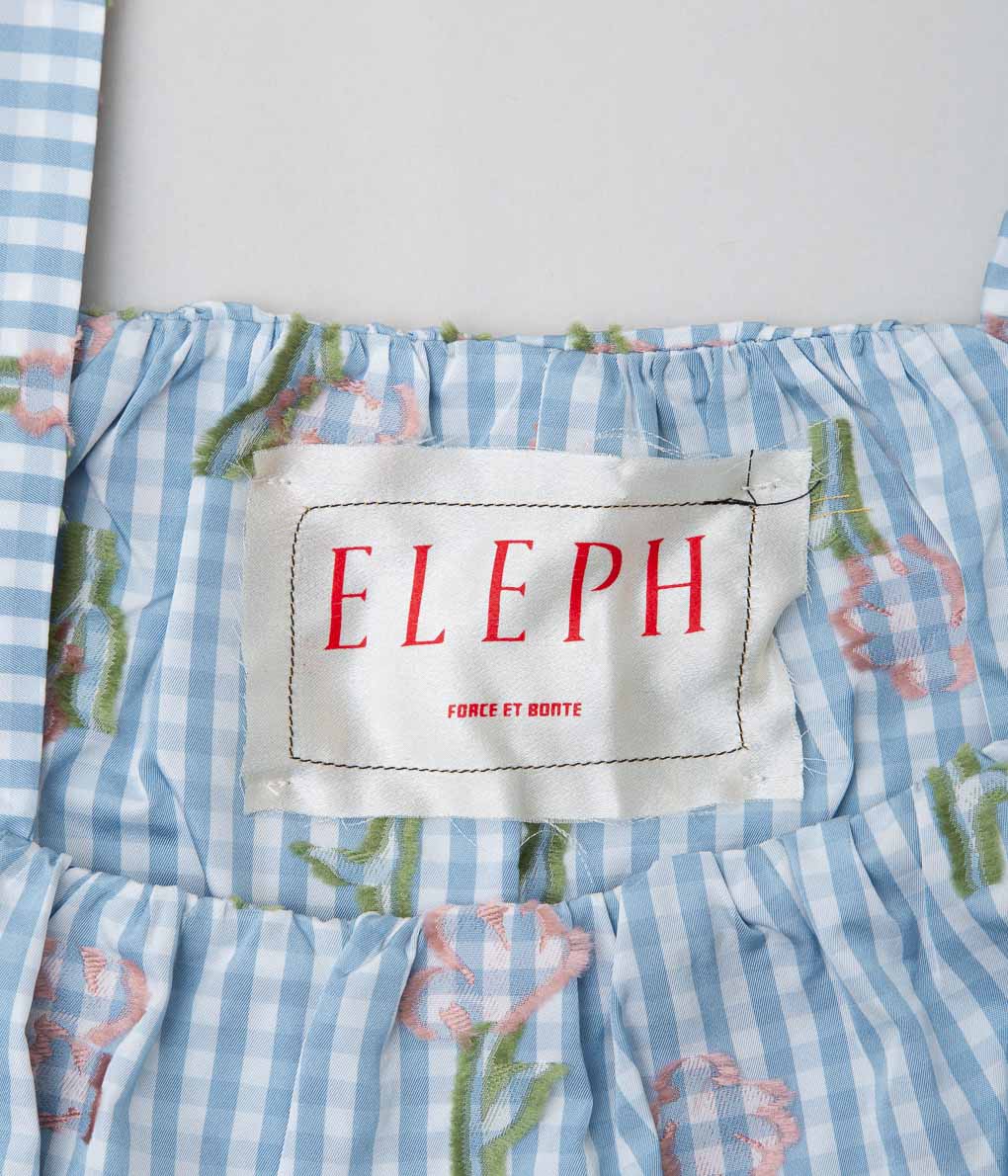 ELEPH ''ROMMEL TOP'' (BLUE CHECK FLOWER)