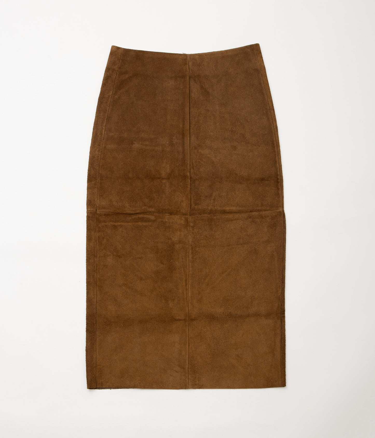 GABRIELA COLL GARMENTS ''NO.296 LEATHER PANEL SKIRT'' (BROWN SUEDE)