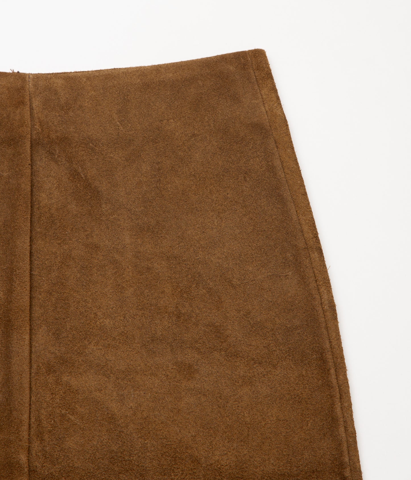 GABRIELA COLL GARMENTS ''NO.296 LEATHER PANEL SKIRT'' (BROWN SUEDE)