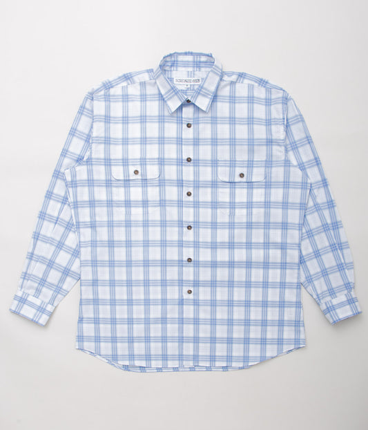 INDIVIDUALIZED SHIRTS×THE STORE BY MAIDENS "SLOB WORKERS SHIRTS"(BLUE CHECK)