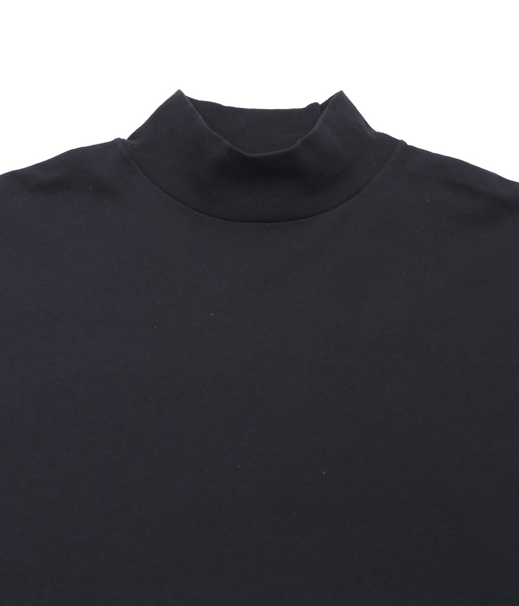 COMOLI ''Cotton jersey mock neck pullover'' (BLACK)