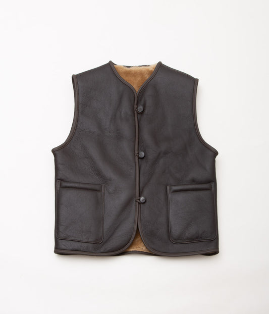 CAWLEY ''LEATHER BACK STRAIGHT HAIR ELLA VEST'' (CHOCOLATE/TAN)