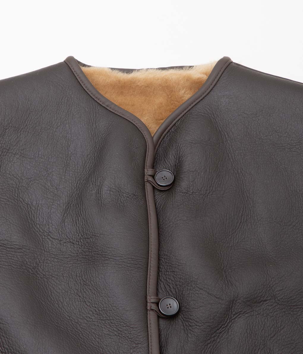 CAWLEY ''LEATHER BACK STRAIGHT HAIR ELLA VEST'' (CHOCOLATE/TAN)