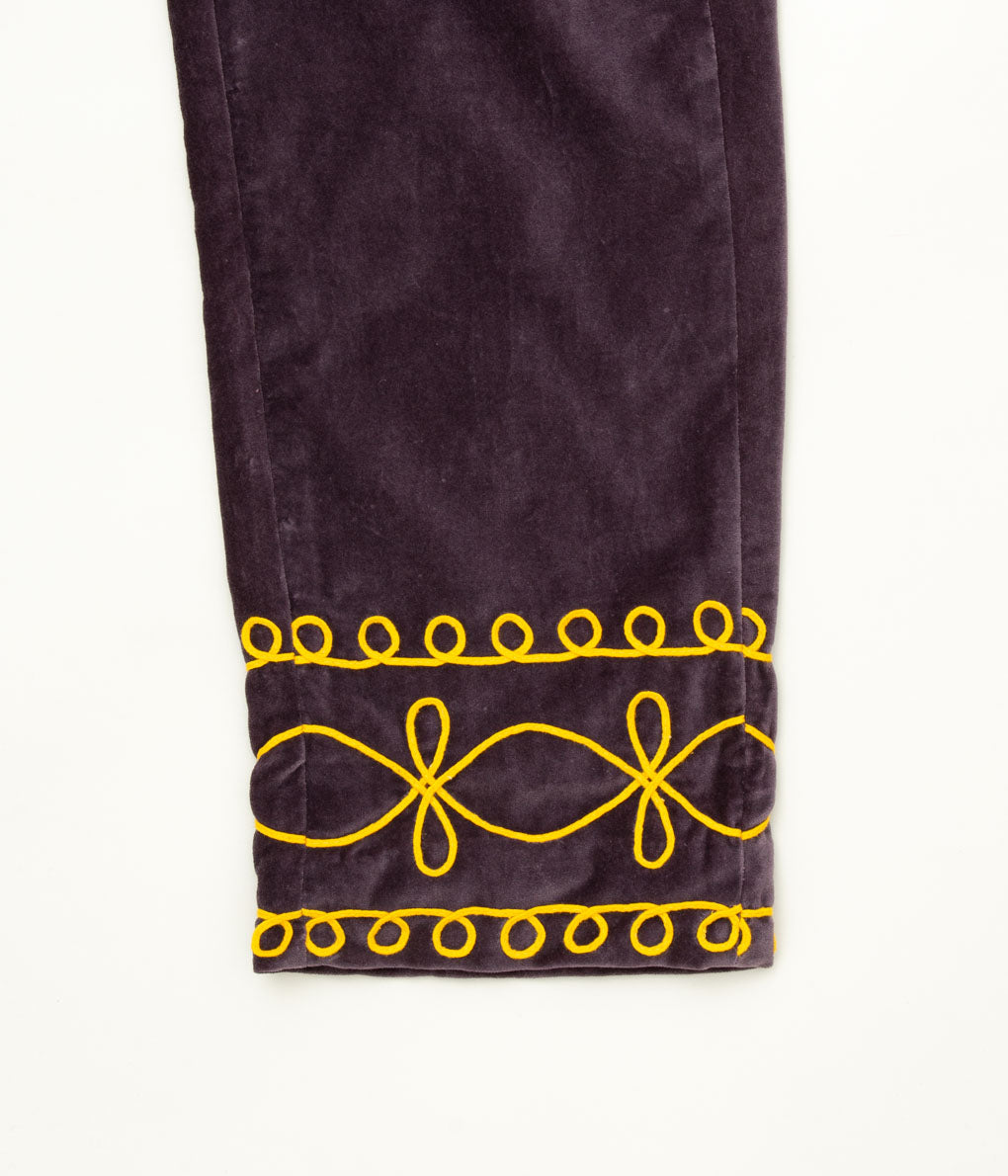 BODE "EMBROIDERED SCROLLWORK TROUSERS"(PURPLE GOLD)