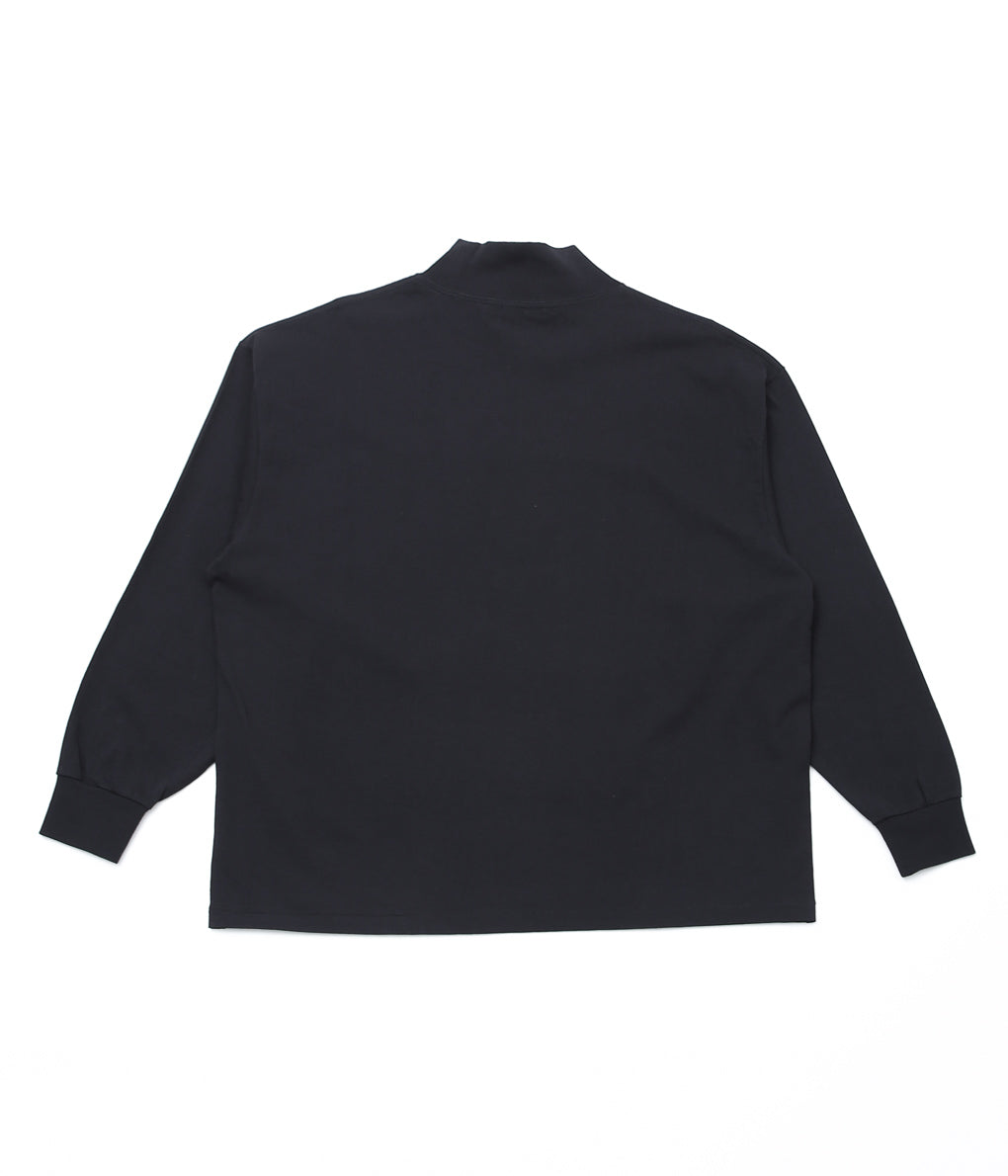 COMOLI ''Cotton jersey mock neck pullover'' (BLACK)