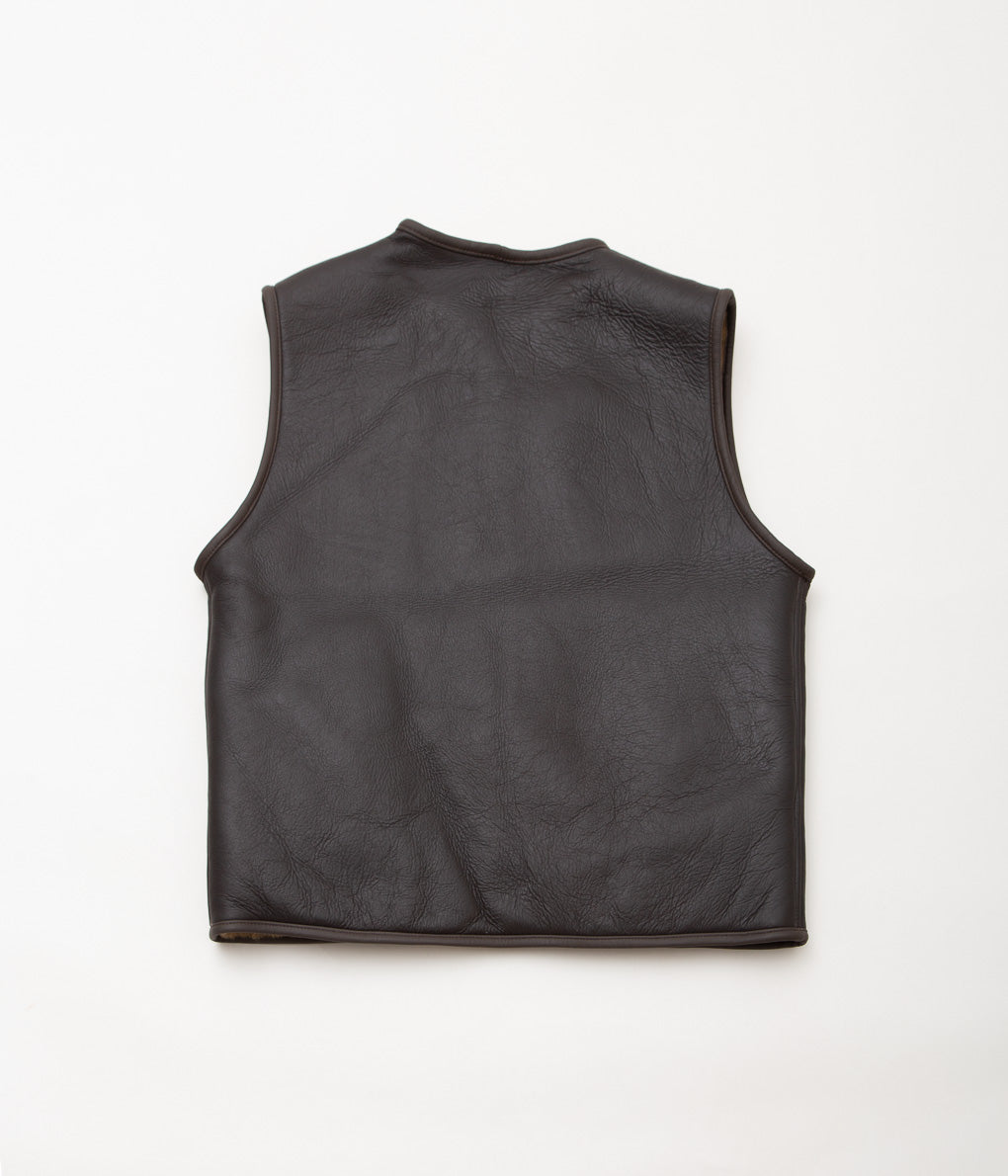 CAWLEY ''LEATHER BACK STRAIGHT HAIR ELLA VEST'' (CHOCOLATE/TAN)