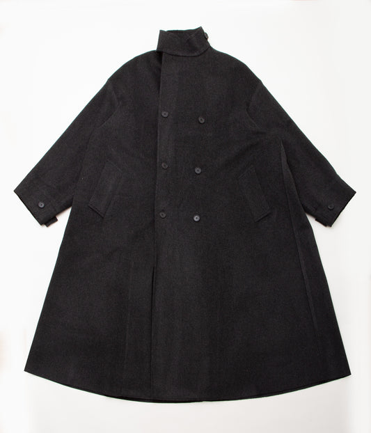 GABRIELA COLL GARMENTS ''NO.65 LORO PIANA HEAVY WOOL OVERSIZED COAT'' (BLACK MELANGE)
