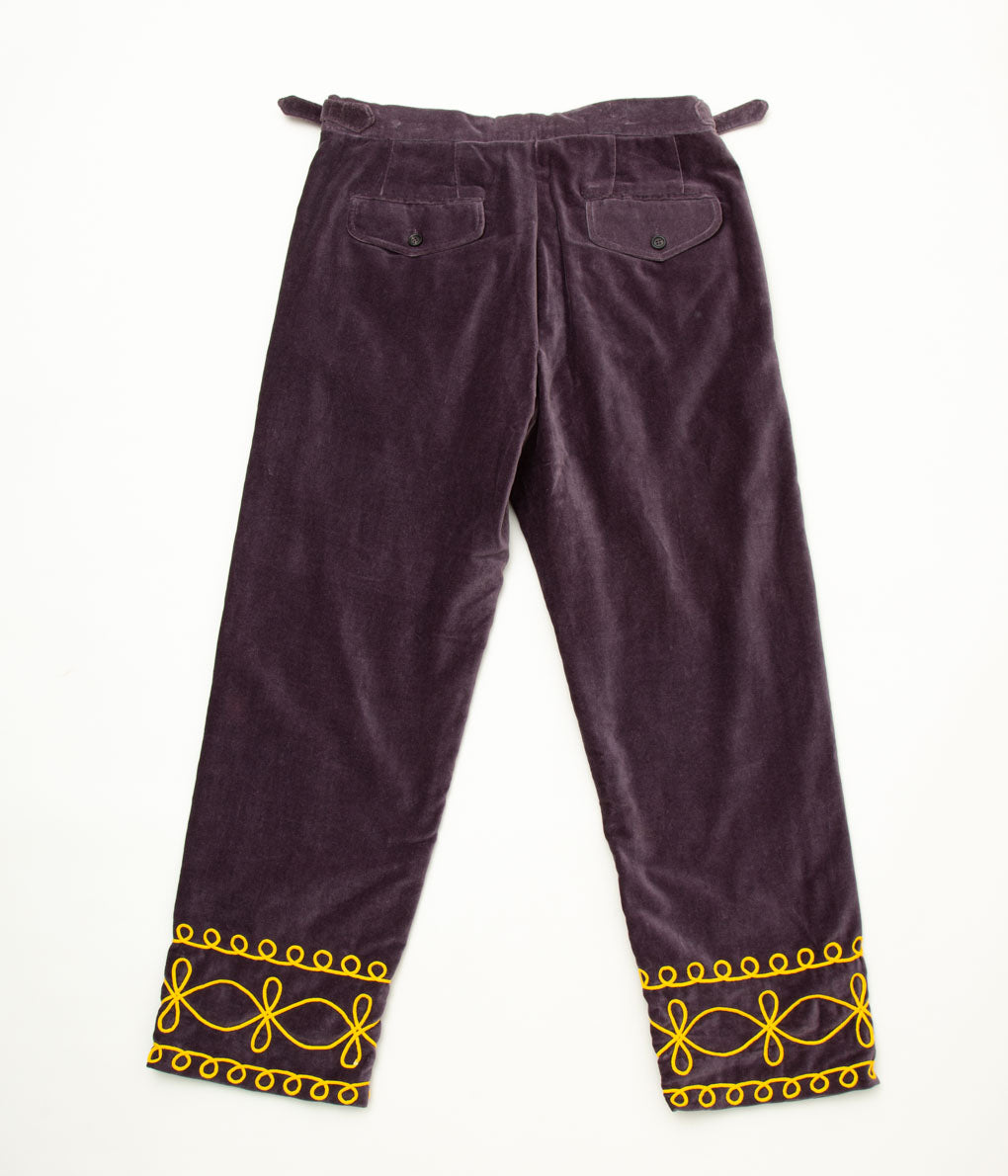 BODE "EMBROIDERED SCROLLWORK TROUSERS"(PURPLE GOLD)