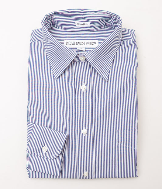 INDIVIDUALIZED SHIRTS "BENGAL STRIPE RELAXED FIT TRADITIONAL COLLAR SHIRT" (NAVY)