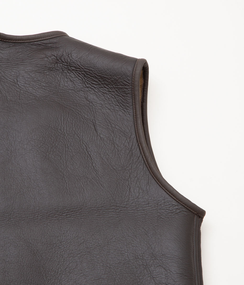 CAWLEY ''LEATHER BACK STRAIGHT HAIR ELLA VEST'' (CHOCOLATE/TAN)