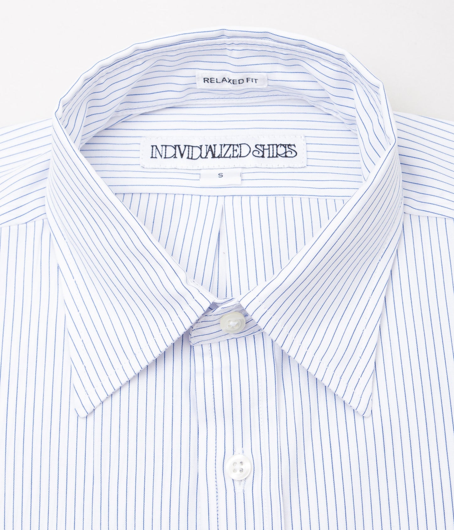 INDIVIDUALIZED SHIRTS "CLASSIC DRESS STRIPE RELAXED FIT TRADITIONAL COLLAR SHIRT" (BLUE)