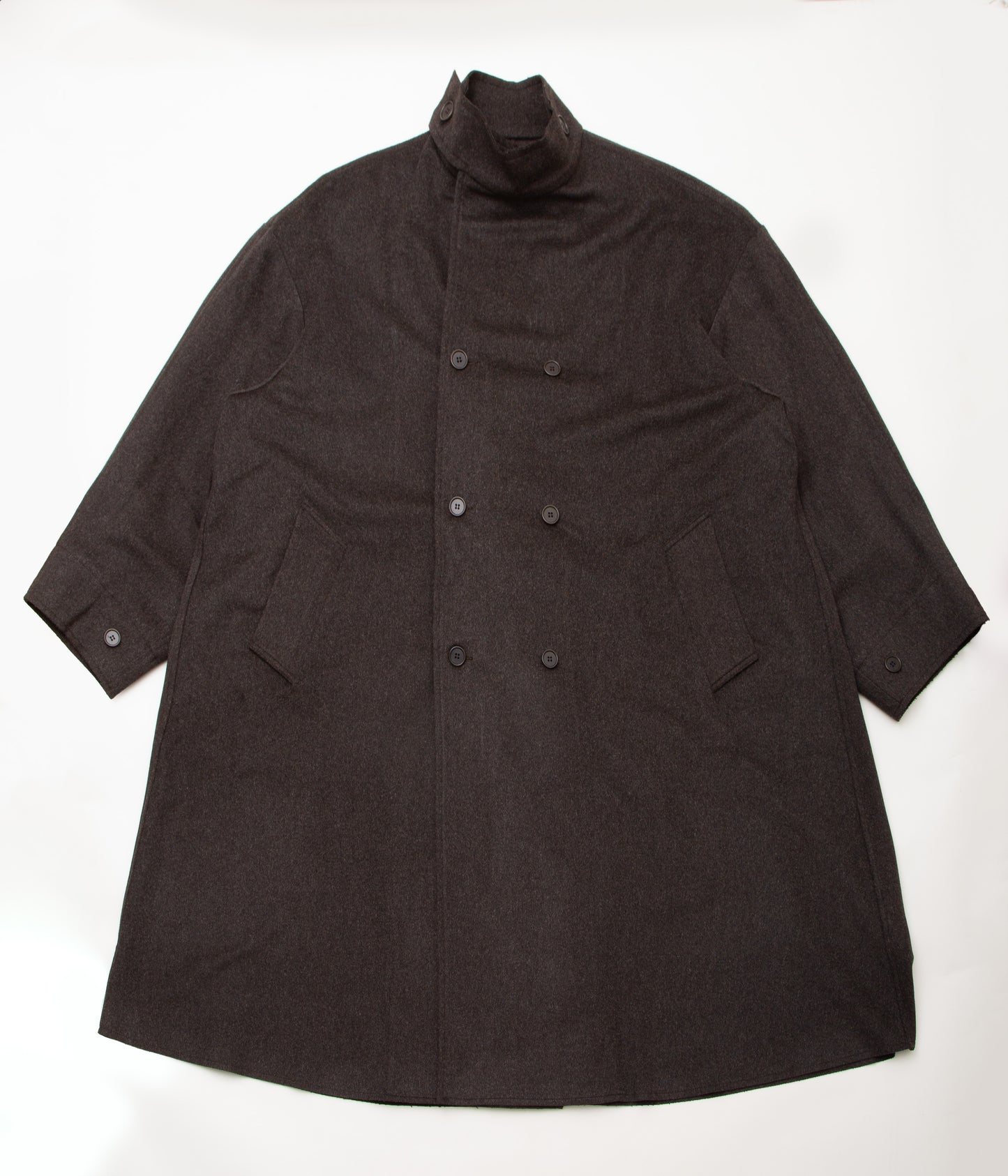 GABRIELA COLL GARMENTS ''NO.65 LORO PIANA HEAVY WOOL OVERSIZED COAT'' (DARK BROWN)