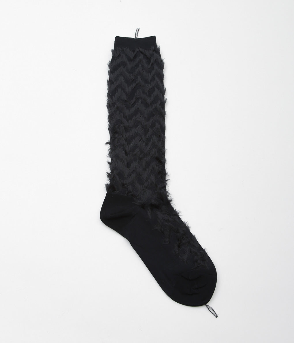 KOTA GUSHIKEN ''FLUFFY HERRINGBONE SOCKS'' (BLACK)