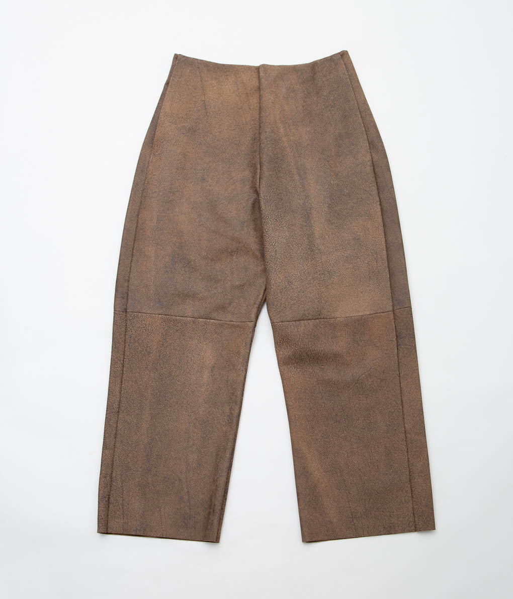 GABRIELA COLL GARMENTS ''NO.249 LEATHER FULL TROUSERS'' (BROWN LEATHER)