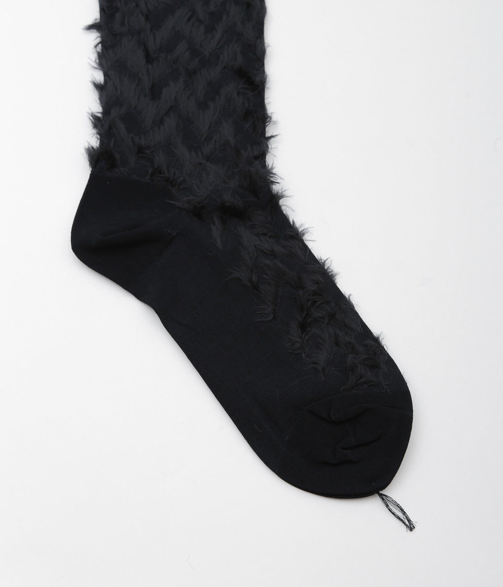 KOTA GUSHIKEN ''FLUFFY HERRINGBONE SOCKS'' (BLACK)