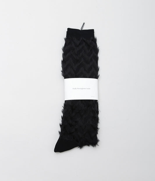 KOTA GUSHIKEN ''FLUFFY HERRINGBONE SOCKS'' (BLACK)