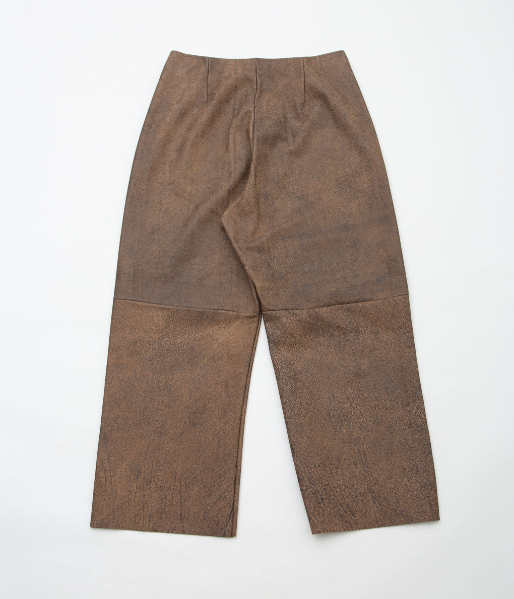 GABRIELA COLL GARMENTS ''NO.249 LEATHER FULL TROUSERS'' (BROWN LEATHER)