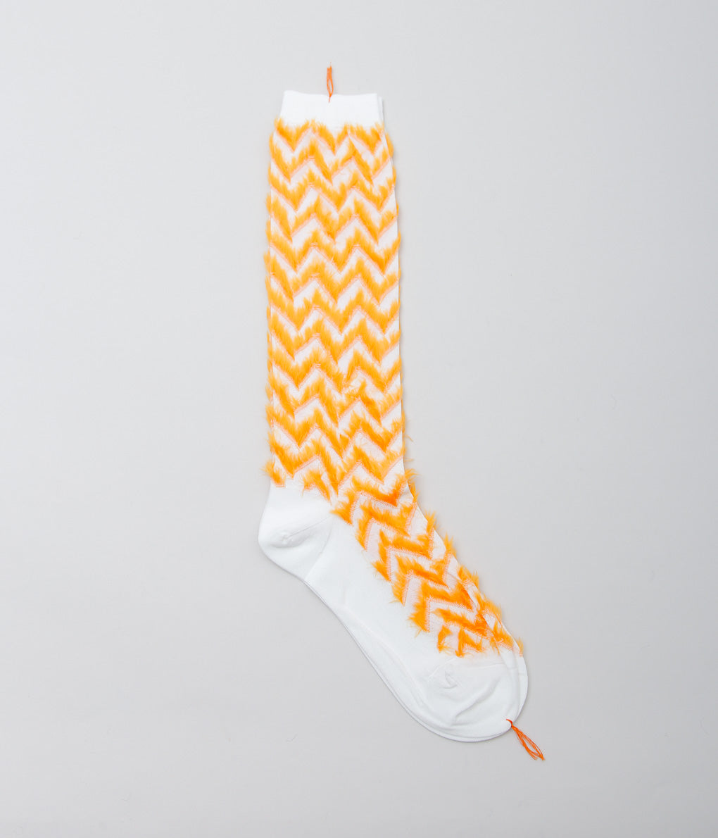 KOTA GUSHIKEN ''FLUFFY HERRINGBONE SOCKS'' (ORANGE)