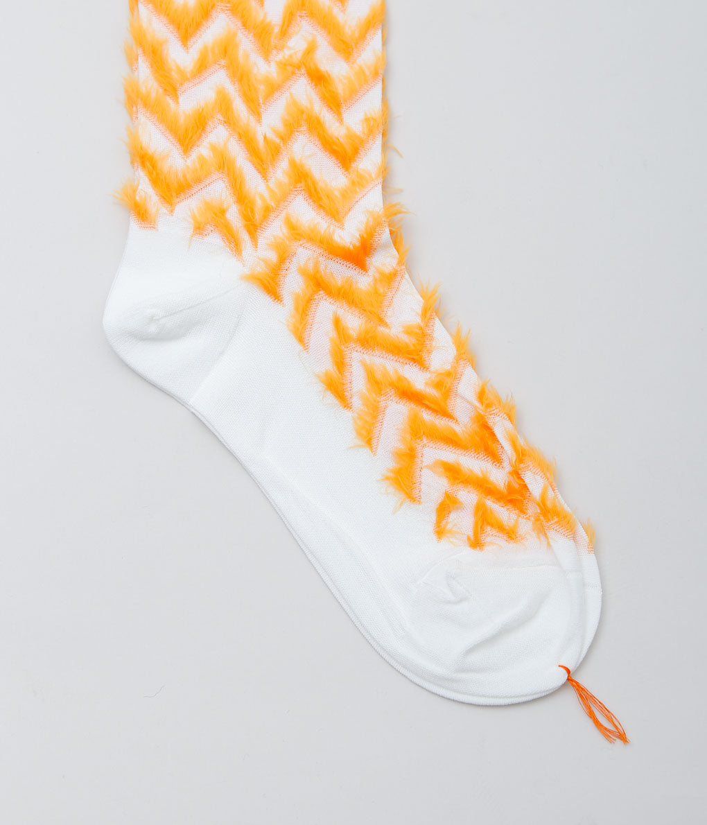 KOTA GUSHIKEN ''FLUFFY HERRINGBONE SOCKS'' (ORANGE)