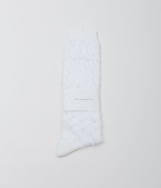 KOTA GUSHIKEN ''FLUFFY HERRINGBONE SOCKS'' (WHITE)