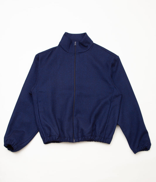 GABRIELA COLL GARMENTS ''NO.261 LORO PIANA WOOL ZIPPER JACKET'' (BLUE HERRINGBONE)